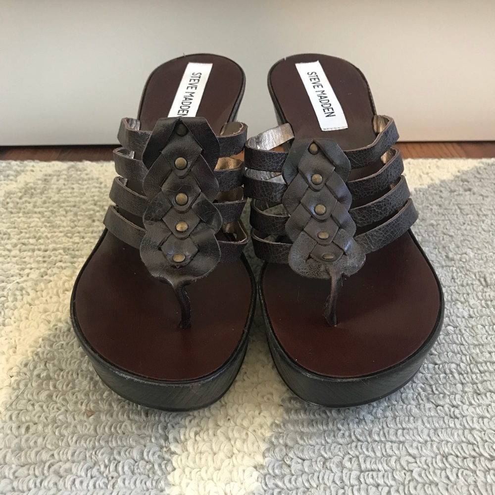 Casual Steve Madden Brown Leather Wedges
